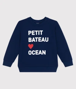 Petit Bateau Sweatshirts, Pullover, Cardigans*Unisex Kinder-Sweatshirt aus bedruckter Baumwolle blau MEDIEVAL
