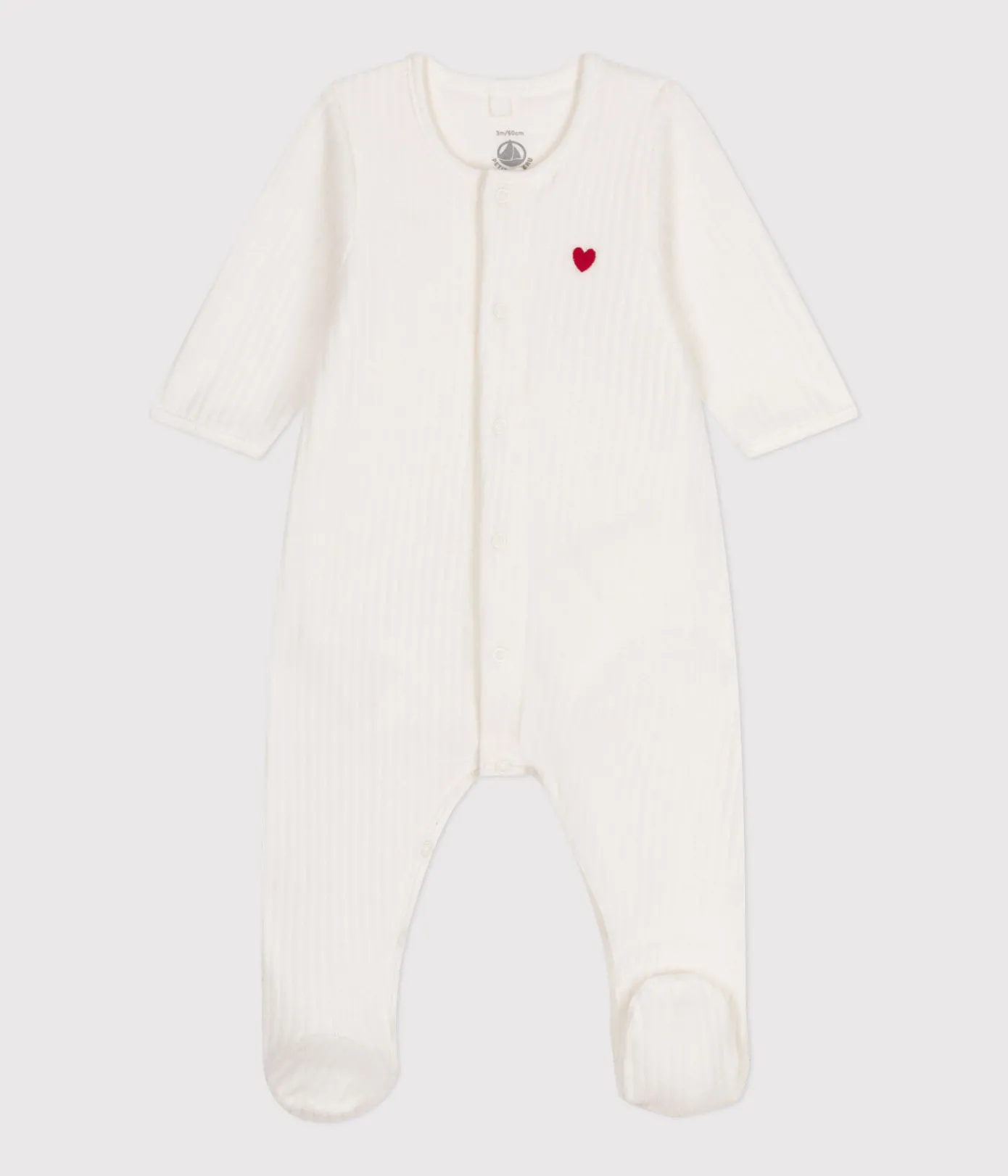 Petit Bateau Schlafanzüge, Strampler|Newborn*UNISEX-BODYJAMA AUS SAMT weiss MARSHMALLOW
