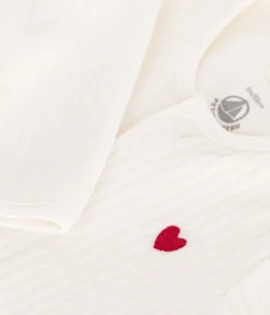 Petit Bateau Schlafanzüge, Strampler|Newborn*UNISEX-BODYJAMA AUS SAMT weiss MARSHMALLOW