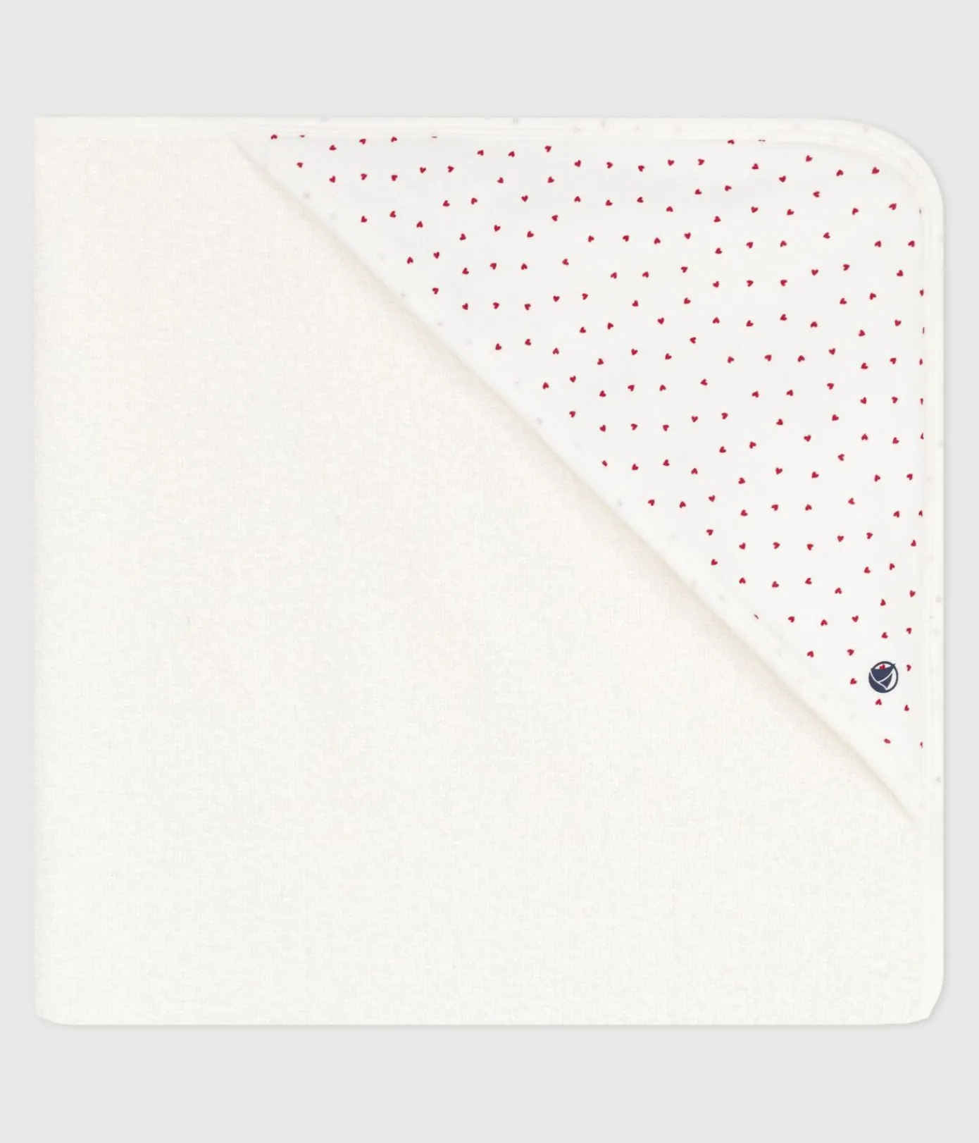 Petit Bateau Badetücher, Badecapes|Newborn*Viereckiges Baby-Badetuch aus Baumwolle weiss MARSHMALLOW/ROT TERKUIT