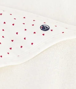 Petit Bateau Badetücher, Badecapes|Newborn*Viereckiges Baby-Badetuch aus Baumwolle weiss MARSHMALLOW/ROT TERKUIT