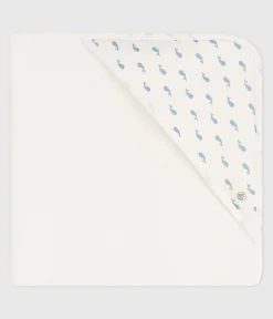 Petit Bateau Badetücher, Badecapes​|Newborn*Viereckiges Baby-Badetuch aus Baumwolle MARSHMALLOW/ ADRIATIC