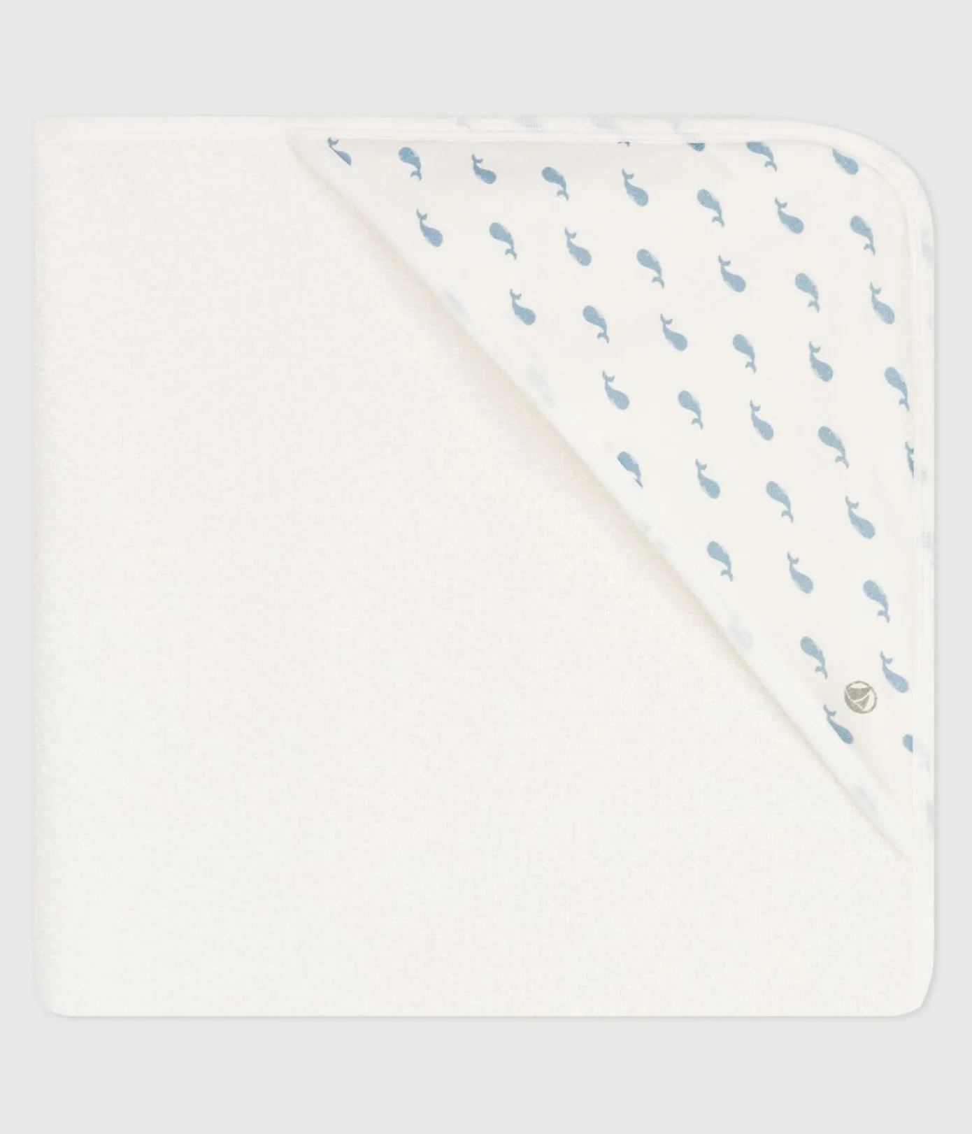 Petit Bateau Badetücher, Badecapes|Newborn*Viereckiges Baby-Badetuch aus Baumwolle MARSHMALLOW/ ADRIATIC