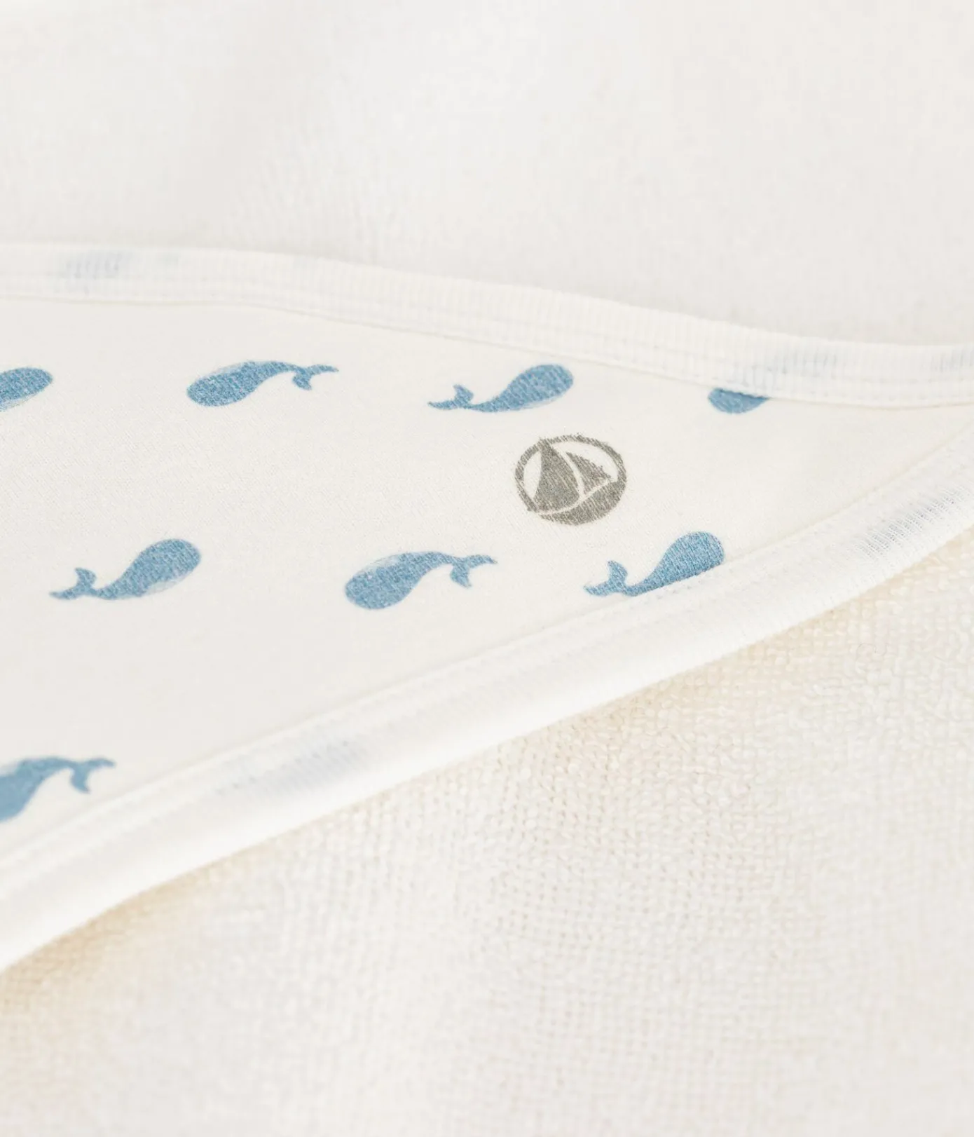 Petit Bateau Badetücher, Badecapes|Newborn*Viereckiges Baby-Badetuch aus Baumwolle MARSHMALLOW/ ADRIATIC