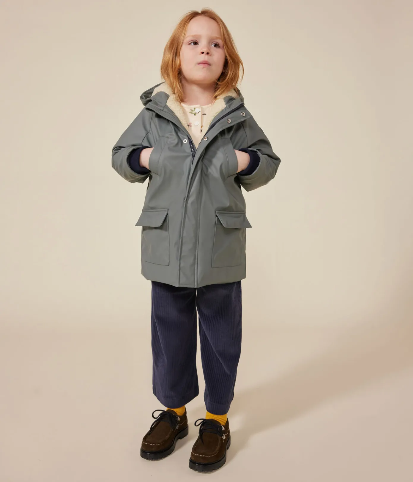 Petit Bateau Mäntel, Jacken, Regenjacken*Warme Kinder-Regenjacke aus Sherpa für Mädchen und Jungen grün THUYA