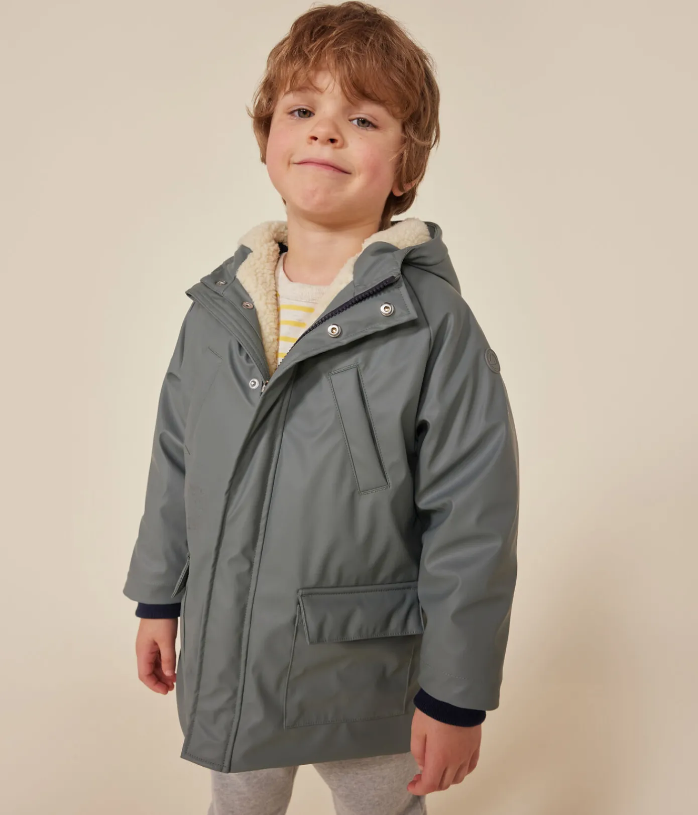 Petit Bateau Mäntel, Jacken, Regenjacken*Warme Kinder-Regenjacke aus Sherpa für Mädchen und Jungen grün THUYA