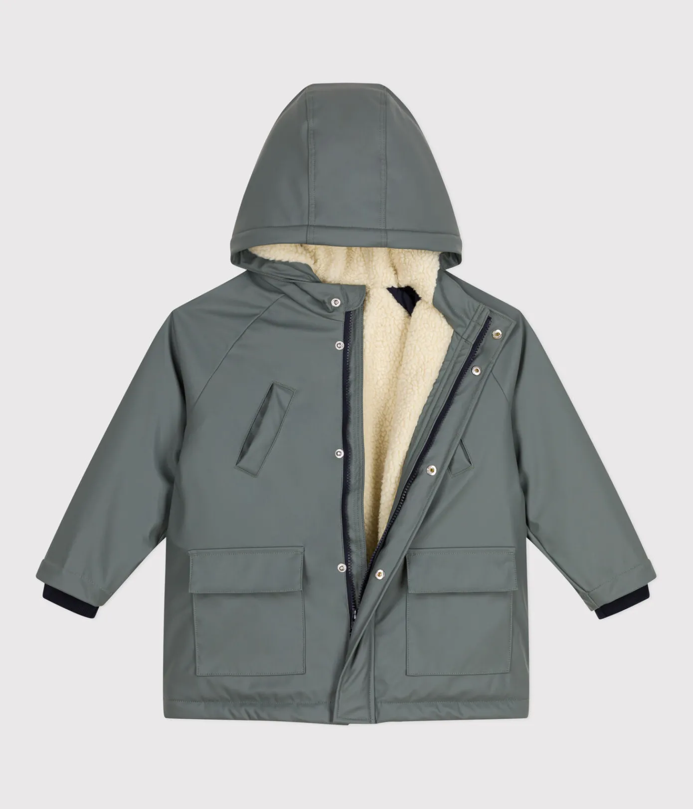 Petit Bateau Mäntel, Jacken, Regenjacken*Warme Kinder-Regenjacke aus Sherpa für Mädchen und Jungen grün THUYA