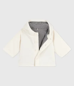 Petit Bateau Jacken, Anoraks|Newborn*Wattierte Baby-Jacke aus besticktem Fein-Cord mit Ringelstreifen-Futter naturfarben MILK