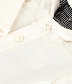 Petit Bateau Jacken, Anoraks|Newborn*Wattierte Baby-Jacke aus besticktem Fein-Cord mit Ringelstreifen-Futter naturfarben MILK