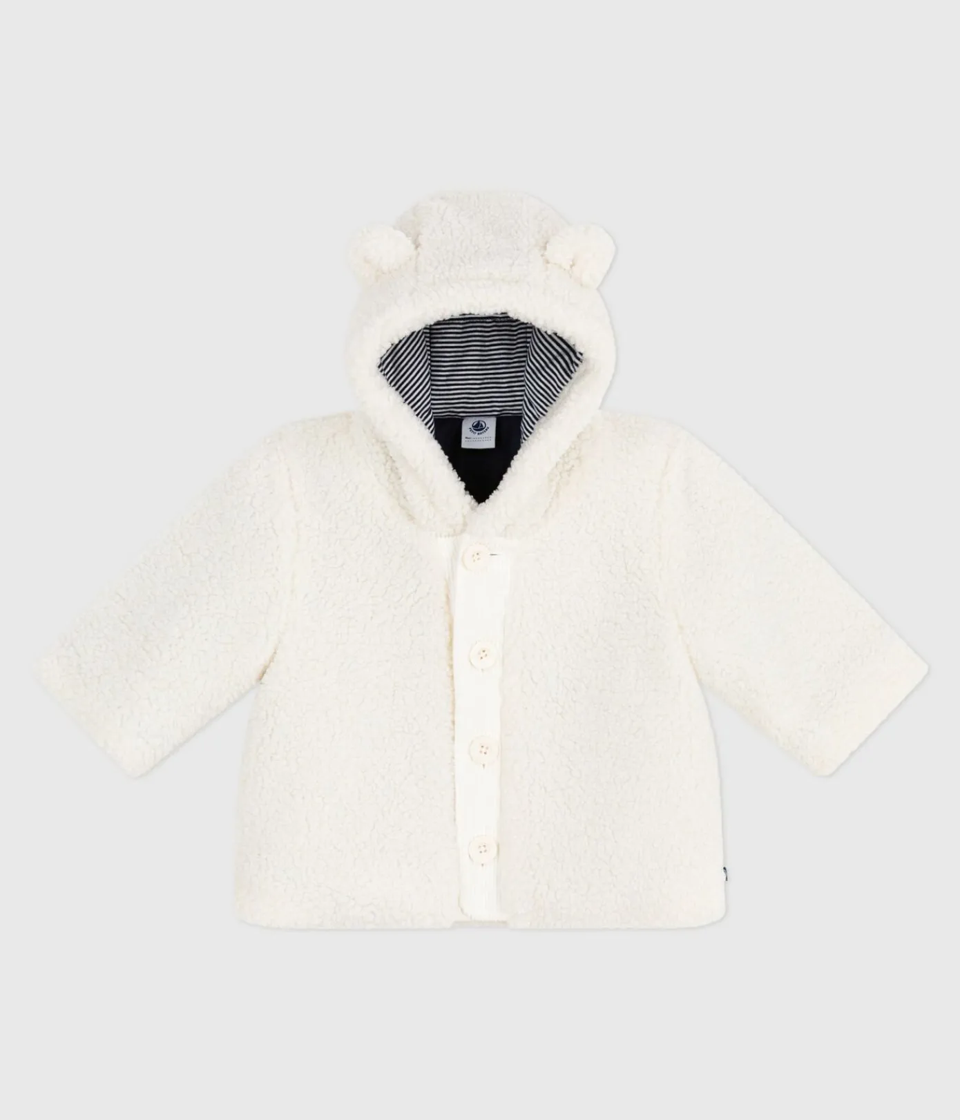 Petit Bateau Jacken, Anoraks*Wattierter Baby-Mantel mit Kapuze aus Sherpa naturfarben MILK