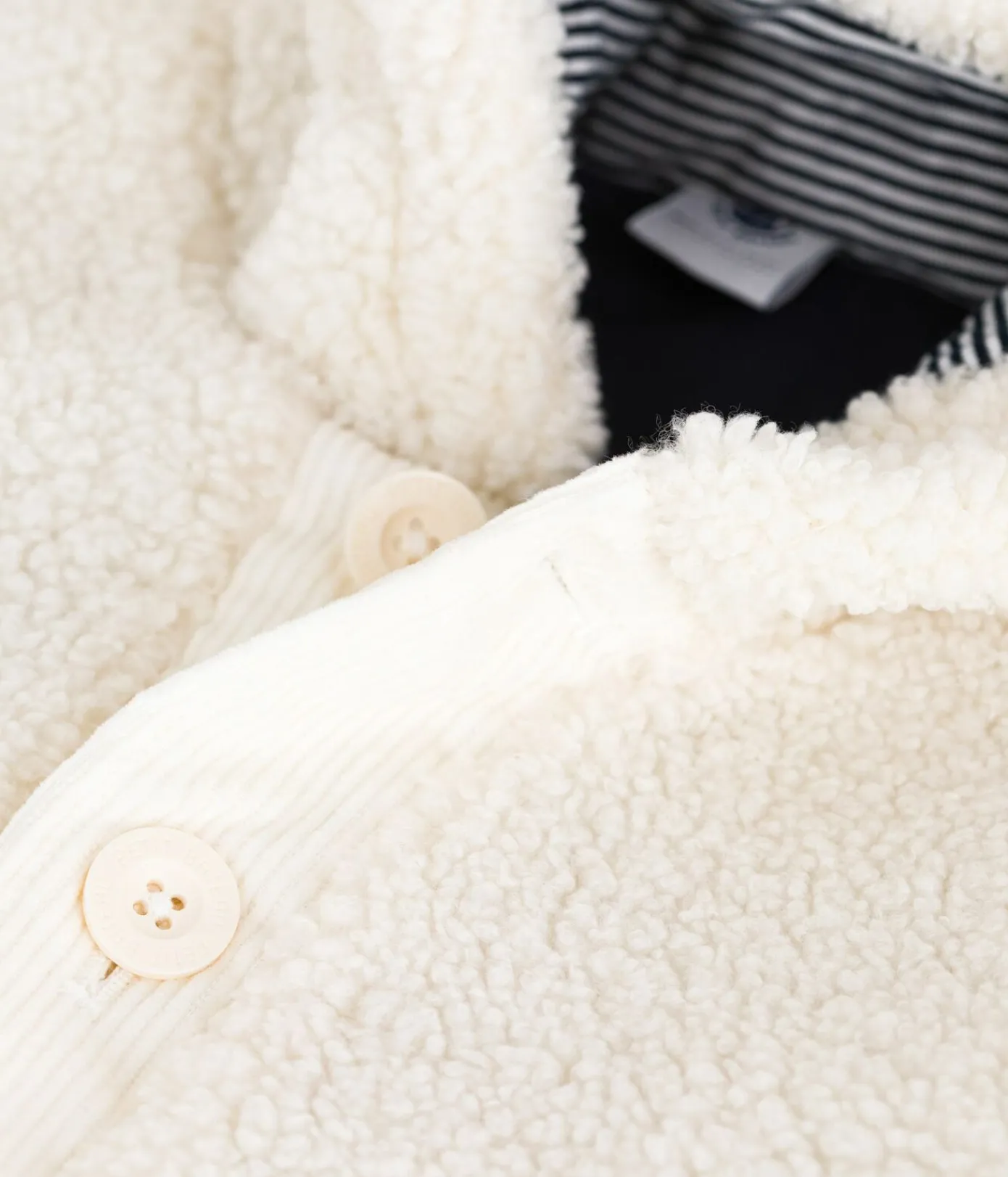 Petit Bateau Jacken, Anoraks*Wattierter Baby-Mantel mit Kapuze aus Sherpa naturfarben MILK