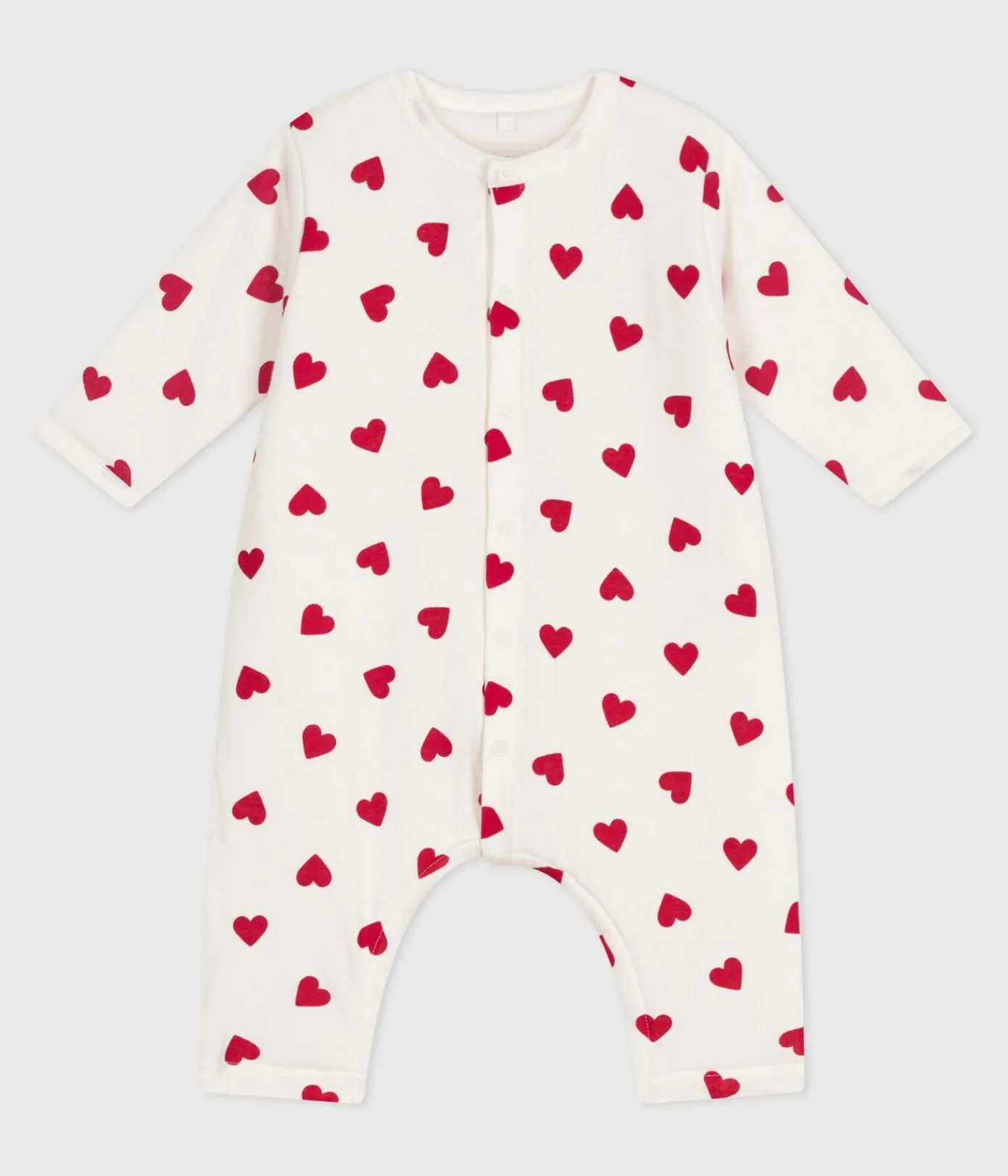 Petit Bateau Sets, Overalls & Latzhosen|Newborn*Wattierter Baby-Overall aus Baumwolle mit Herzmotiv weiss MARSHMALLOW/ROT TERKUIT