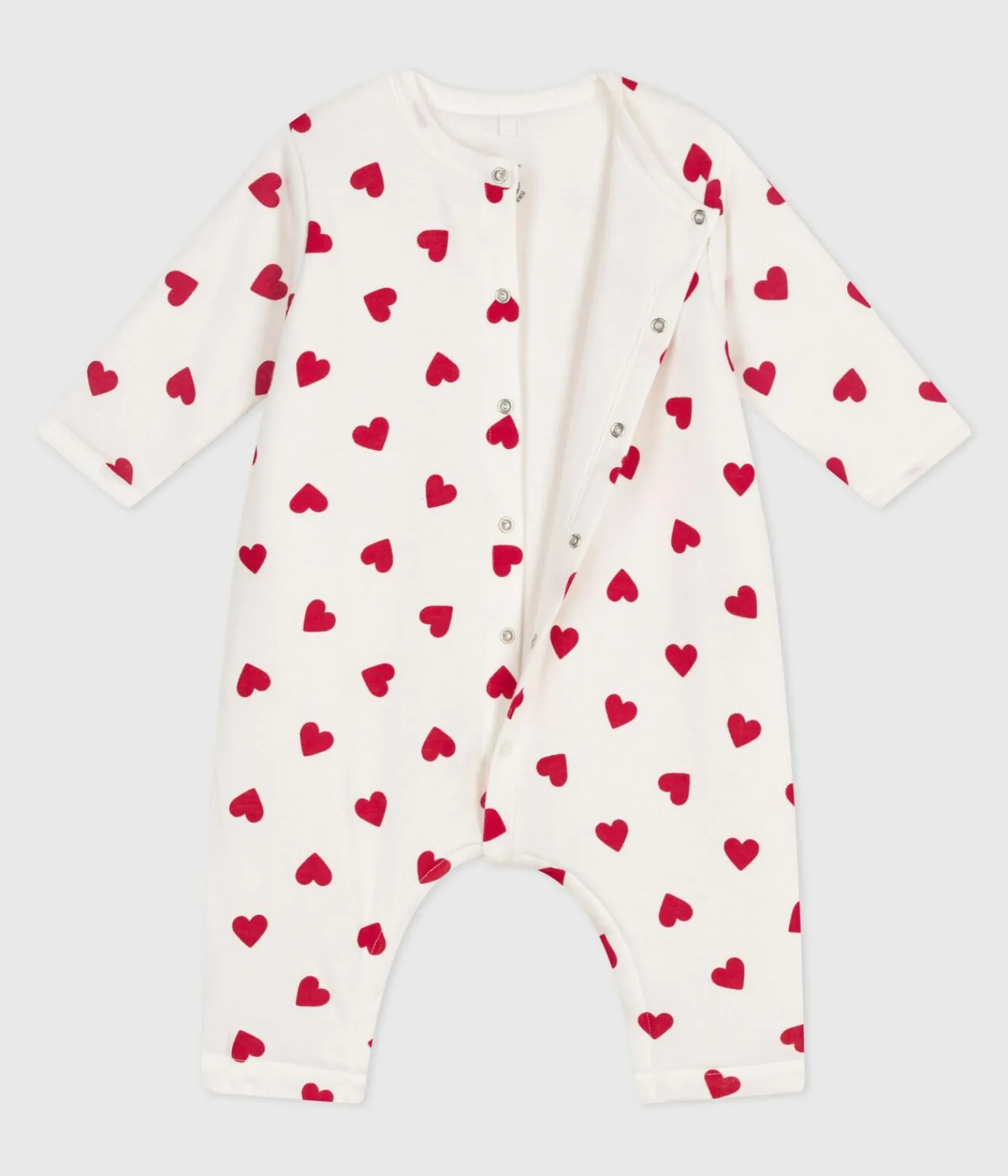 Petit Bateau Sets, Overalls & Latzhosen|Newborn*Wattierter Baby-Overall aus Baumwolle mit Herzmotiv weiss MARSHMALLOW/ROT TERKUIT
