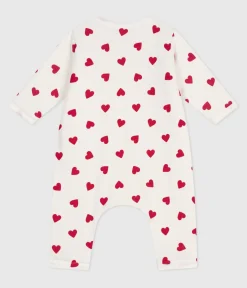 Petit Bateau Sets, Overalls & Latzhosen|Newborn*Wattierter Baby-Overall aus Baumwolle mit Herzmotiv weiss MARSHMALLOW/ROT TERKUIT