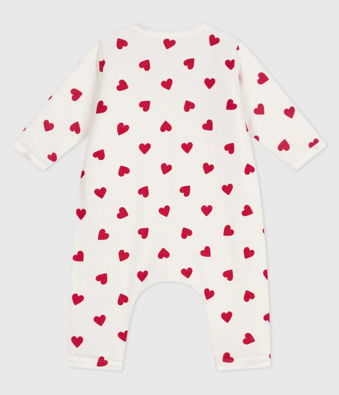 Petit Bateau Sets, Overalls & Latzhosen|Newborn*Wattierter Baby-Overall aus Baumwolle mit Herzmotiv weiss MARSHMALLOW/ROT TERKUIT