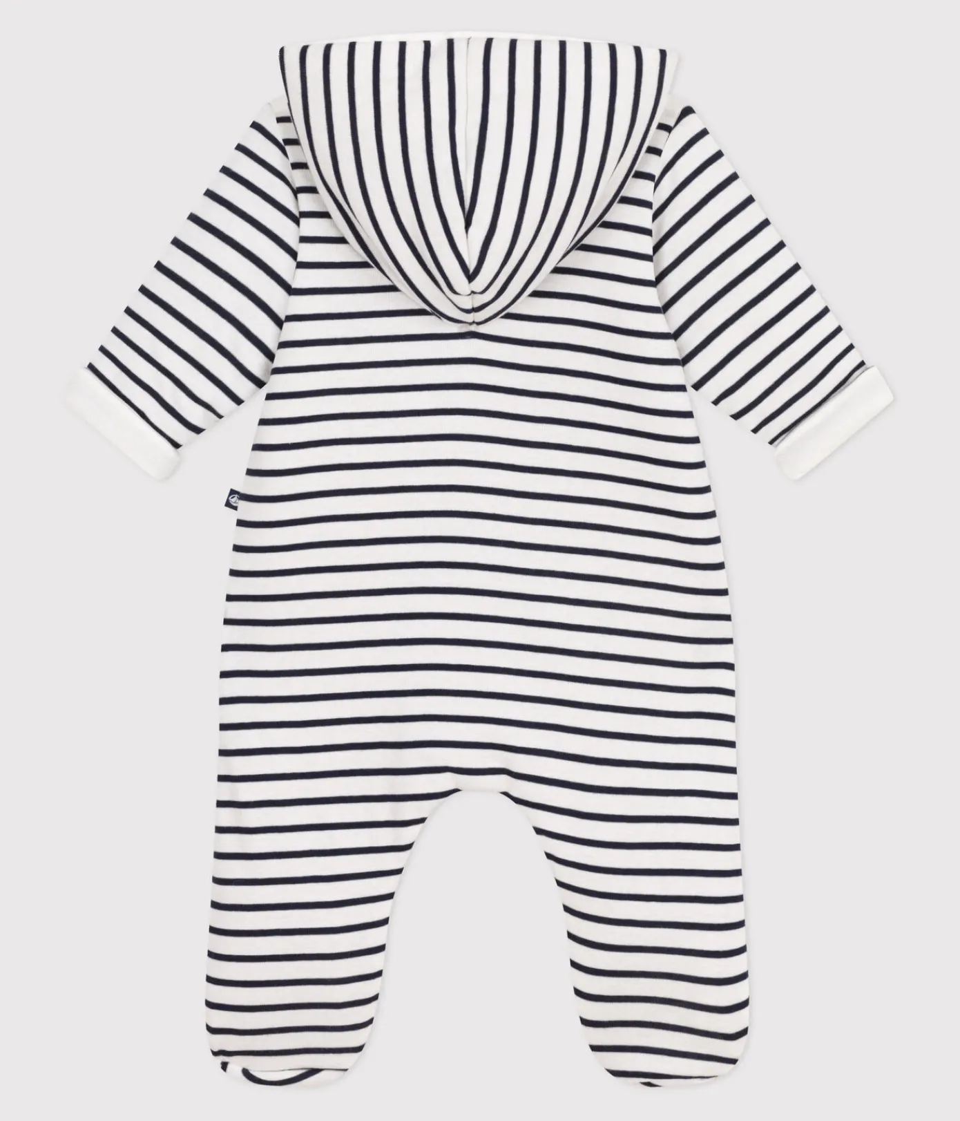 Petit Bateau Sets, Overalls & Latzhosen|Newborn*Wattierter Strampler mit Kapuze und Füßchen im Matrosen-Look. weiss MARSHMALLOW/blau SMOKING