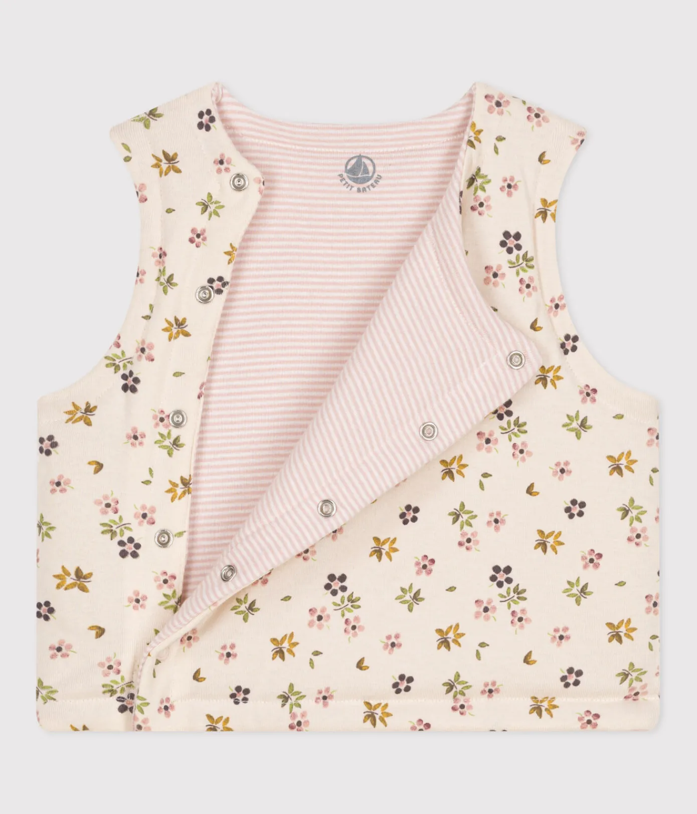 Petit Bateau Pullover, Cardigans*WENDBARE BABY-WESTE AUS BAUMWOLLE beige AVALANCHE/ CUIVRE