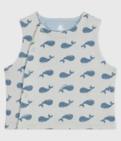 Petit Bateau Pullover, Cardigans*Wendbare Baby-Weste aus Baumwolle mit Walmotiv CO2/ ADRIATIC
