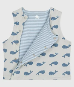 Petit Bateau Pullover, Cardigans*Wendbare Baby-Weste aus Baumwolle mit Walmotiv CO2/ ADRIATIC
