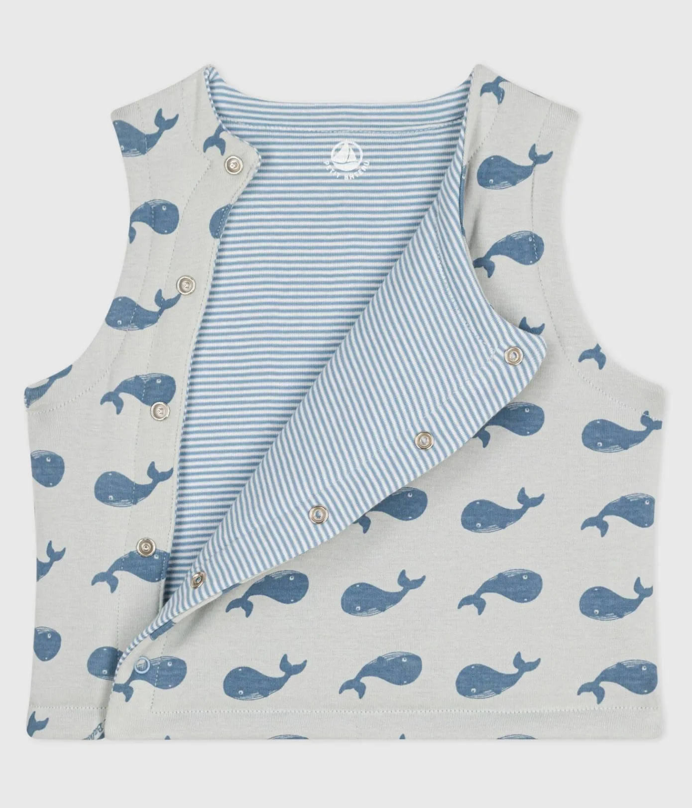 Petit Bateau Pullover, Cardigans*Wendbare Baby-Weste aus Baumwolle mit Walmotiv CO2/ ADRIATIC