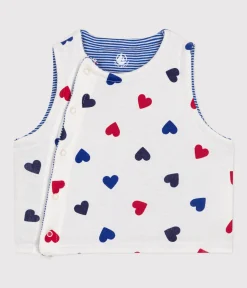 Petit Bateau Pullover, Cardigans*WENDBARE BABY-WESTE AUS BAUMWOLLE weiss MARSHMALLOW/weiss MULTICO