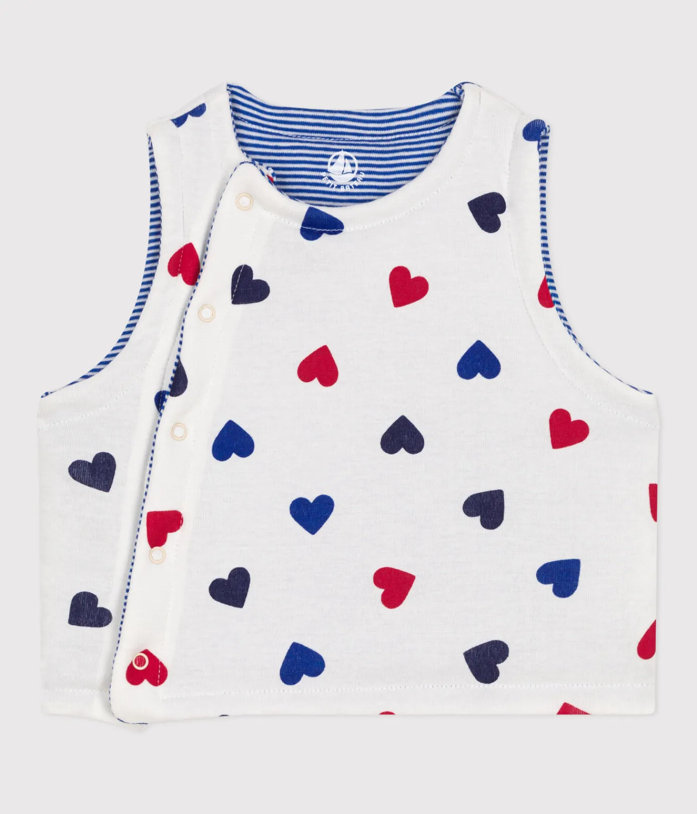 Petit Bateau Pullover, Cardigans*WENDBARE BABY-WESTE AUS BAUMWOLLE weiss MARSHMALLOW/weiss MULTICO