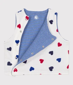 Petit Bateau Pullover, Cardigans*WENDBARE BABY-WESTE AUS BAUMWOLLE weiss MARSHMALLOW/weiss MULTICO