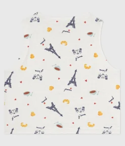 Petit Bateau Pullover, Cardigans*Wendbare Baby-Weste aus bedruckter Baumwolle MARSHMALLOW/ ADRIATIC