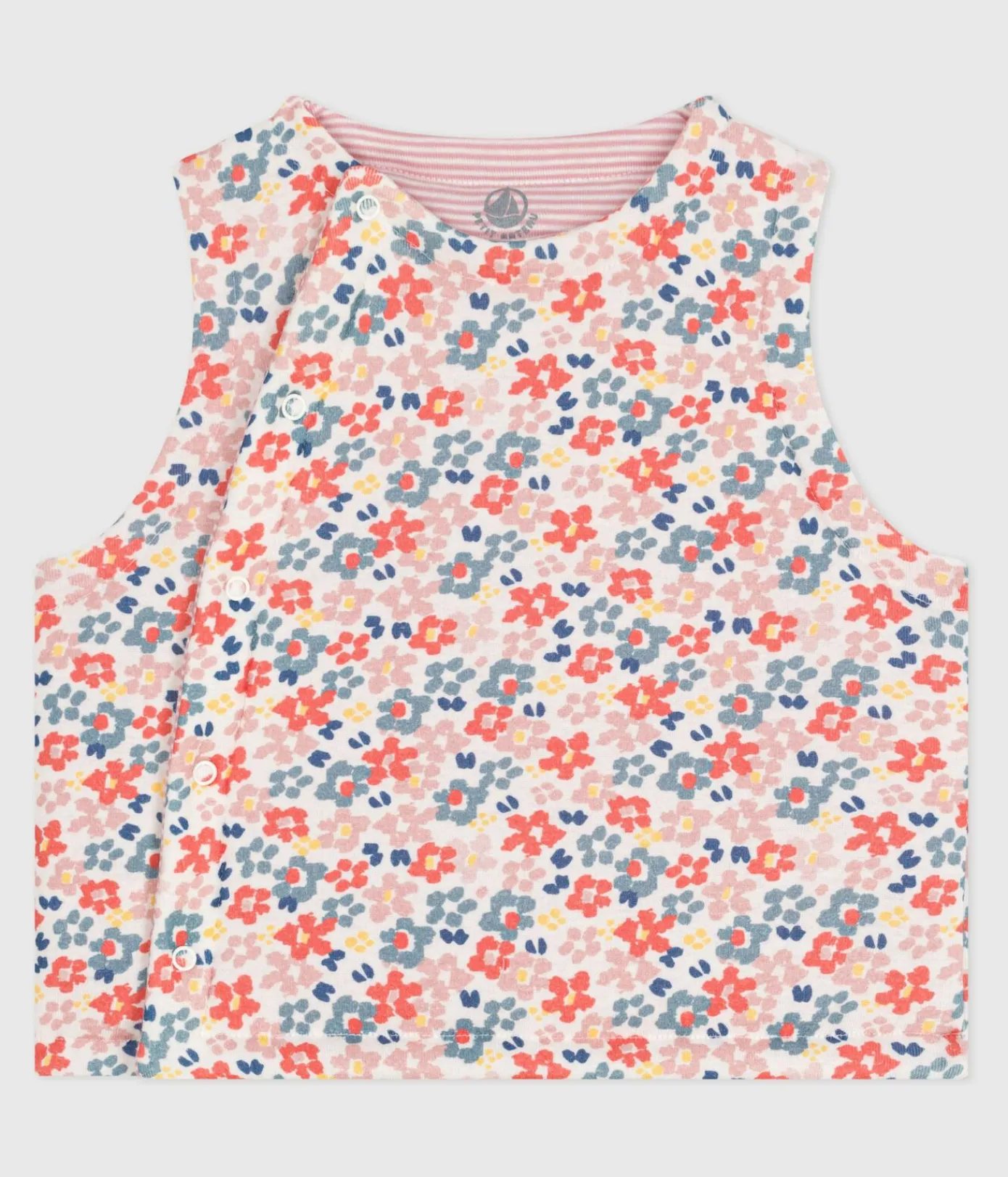 Petit Bateau Pullover, Cardigans*Wendbare Baby-Weste aus bedruckter Baumwolle weiss MARSHMALLOW/rosa JOLI