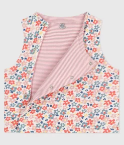 Petit Bateau Pullover, Cardigans*Wendbare Baby-Weste aus bedruckter Baumwolle weiss MARSHMALLOW/rosa JOLI