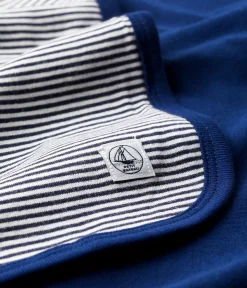 Petit Bateau Accessoires, Sonnenhüte, Caps|Schlafsäcke, Decken*Wendbare Decke mit UV-Schutz aus Jersey blau SMOKING/weiss ECUME