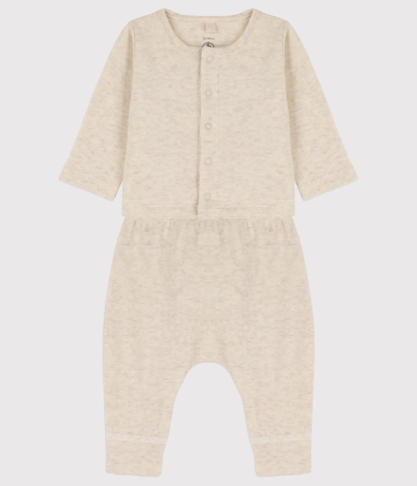 Petit Bateau Sets, Overalls & Latzhosen|Newborn*Zweiteiliges Baby-Set aus Bio-Doppeljersey beige MONTELIMAR CHINE