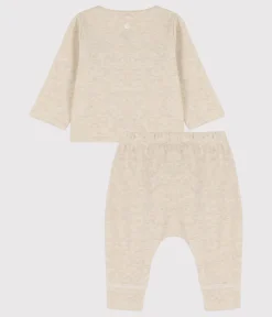 Petit Bateau Sets, Overalls & Latzhosen|Newborn*Zweiteiliges Baby-Set aus Bio-Doppeljersey beige MONTELIMAR CHINE